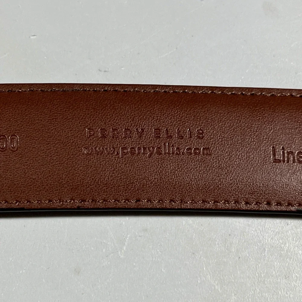Perry Ellis Old Money Staple Mens Brown Leather Dress Belt Size 40 Modern Office